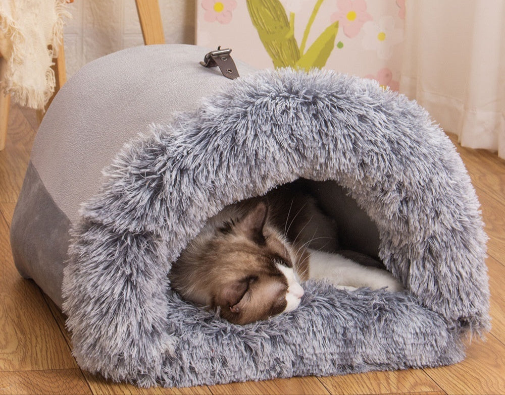 Cat Sleeping in the Blueberry Color Nest